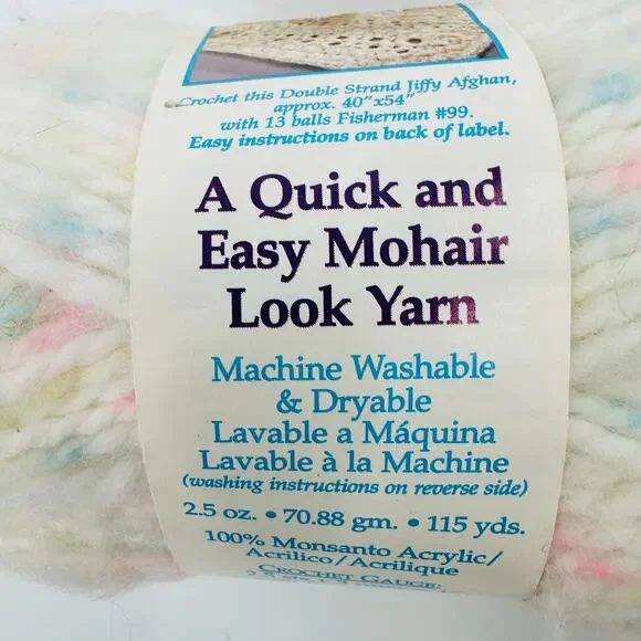 7 Vintage Lion Brand Baby Jiffy Quick & Easy Mohair Look Yarn CORAL GABLES SPOT - Picture 3 of 13